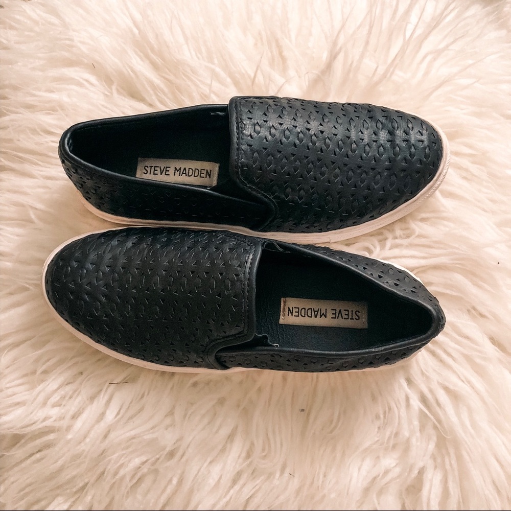 Black Steve Madden Slip Ons